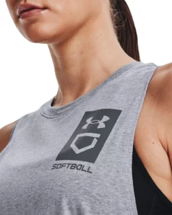 Under Armour Women's UA Softball Box Logo Tank Top -DUCK Sporting Goods 1377554 Grey MODDET