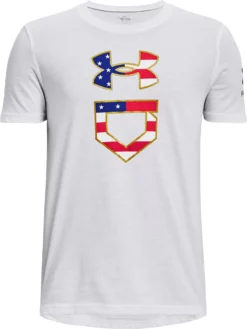 Under Armour Boys' Freedom Icon Baseball T-Shirt -DUCK Sporting Goods 1377688 100 WhiteModGray FRT