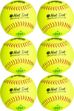 Worth 12" USA Hot Dot Slowpitch Softballs - 6 Pack