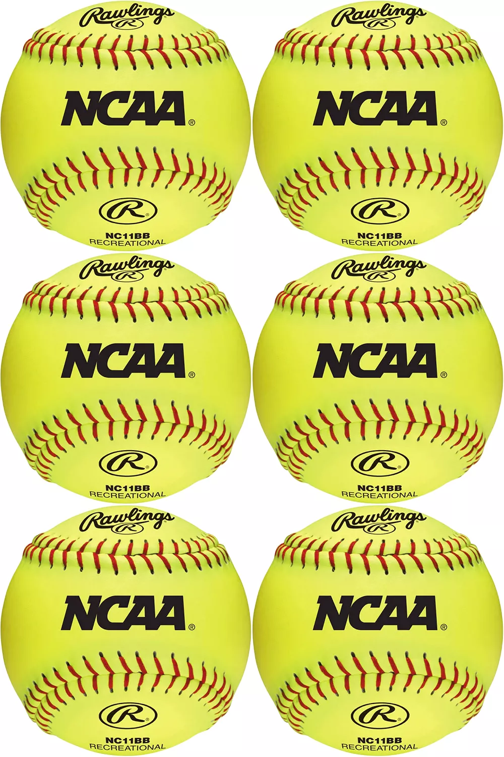 Rawlings 11” NCAA Fastpitch Softballs - 6 Pack 3 Rawlings 11” NCAA Fastpitch Softballs - 6 Pack