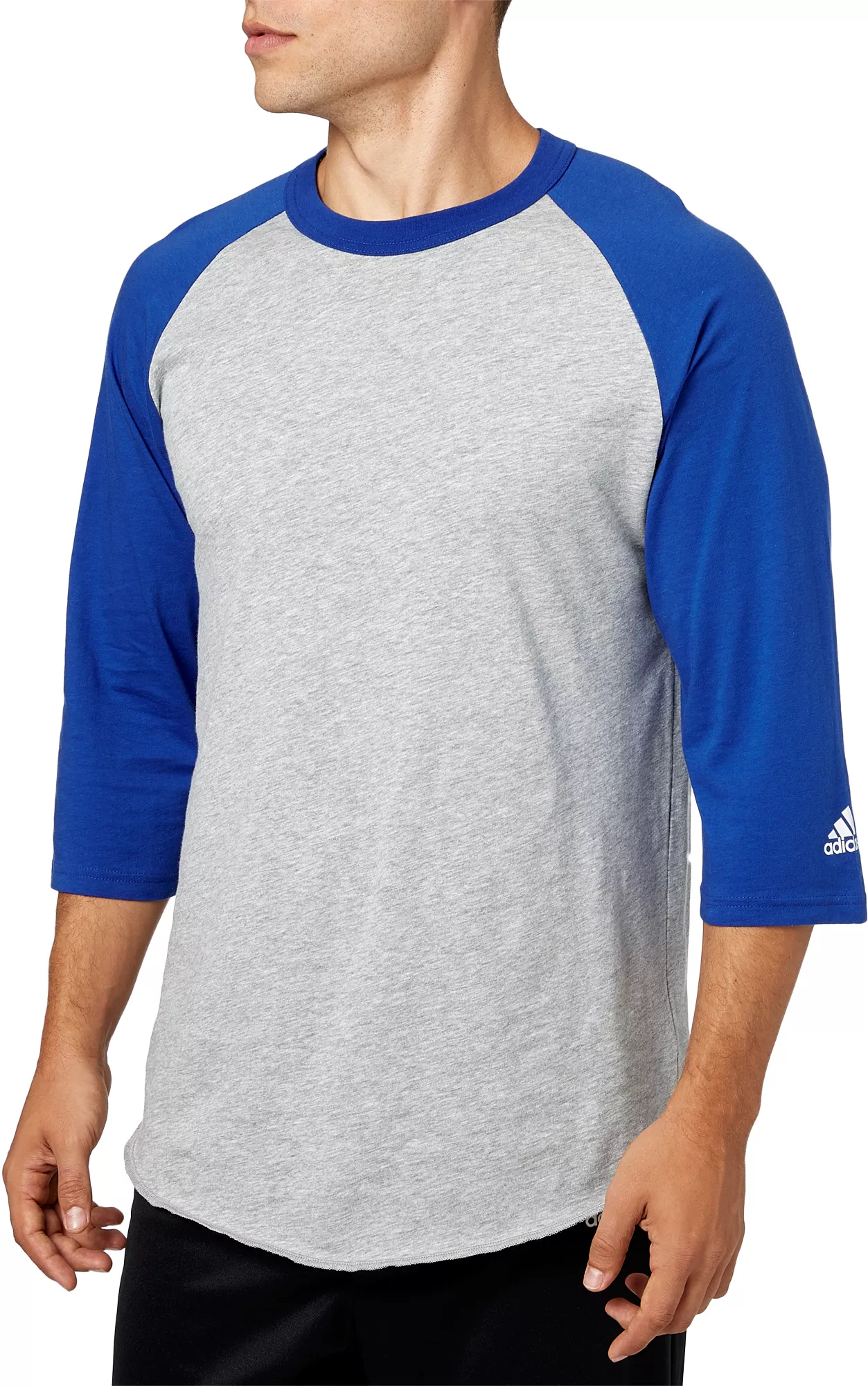 Adidas Men's Triple Stripe ¾ Sleeve Heather Baseball Shirt 3 Adidas Men's Triple Stripe ¾ Sleeve Heather Baseball Shirt