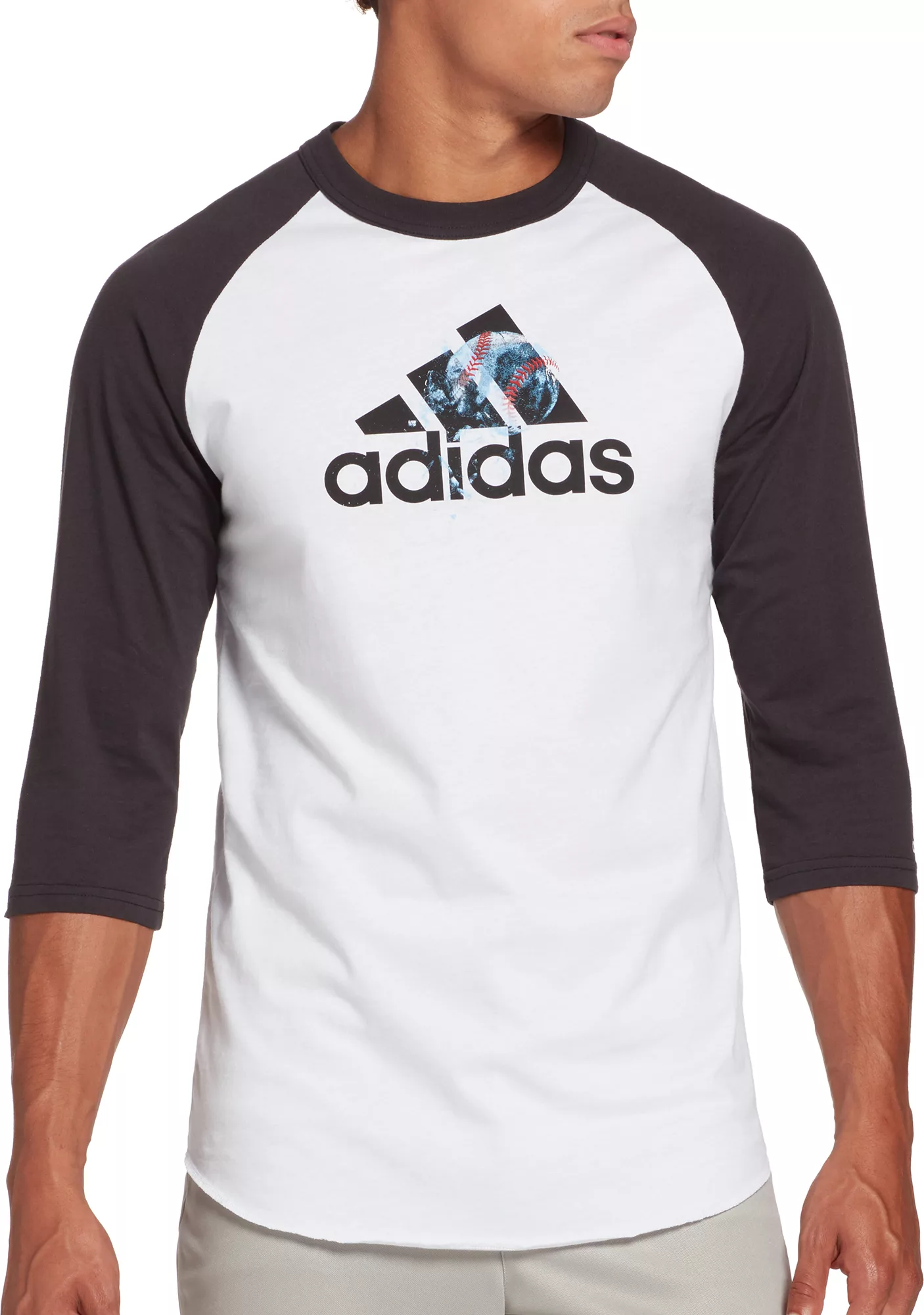 Adidas Men's Triple Stripe Graphic ¾ Sleeve Baseball Shirt 3 Adidas Men's Triple Stripe Graphic ¾ Sleeve Baseball Shirt
