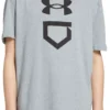 Under Armour Boys' Baseball Plate T-Shirt -DUCK Sporting Goods 22UARBBPLTSSTFW22BBA Steel Light Heather Black