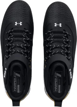 Under Armour Men's Harper 7 RM Baseball Cleats -DUCK Sporting Goods 3025587 001 BlackWhite TOP
