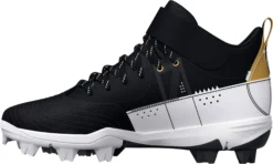 Under Armour Kids' Harper 7 Mid RM Baseball Cleats -DUCK Sporting Goods 3025598 001 BlackWhite INS