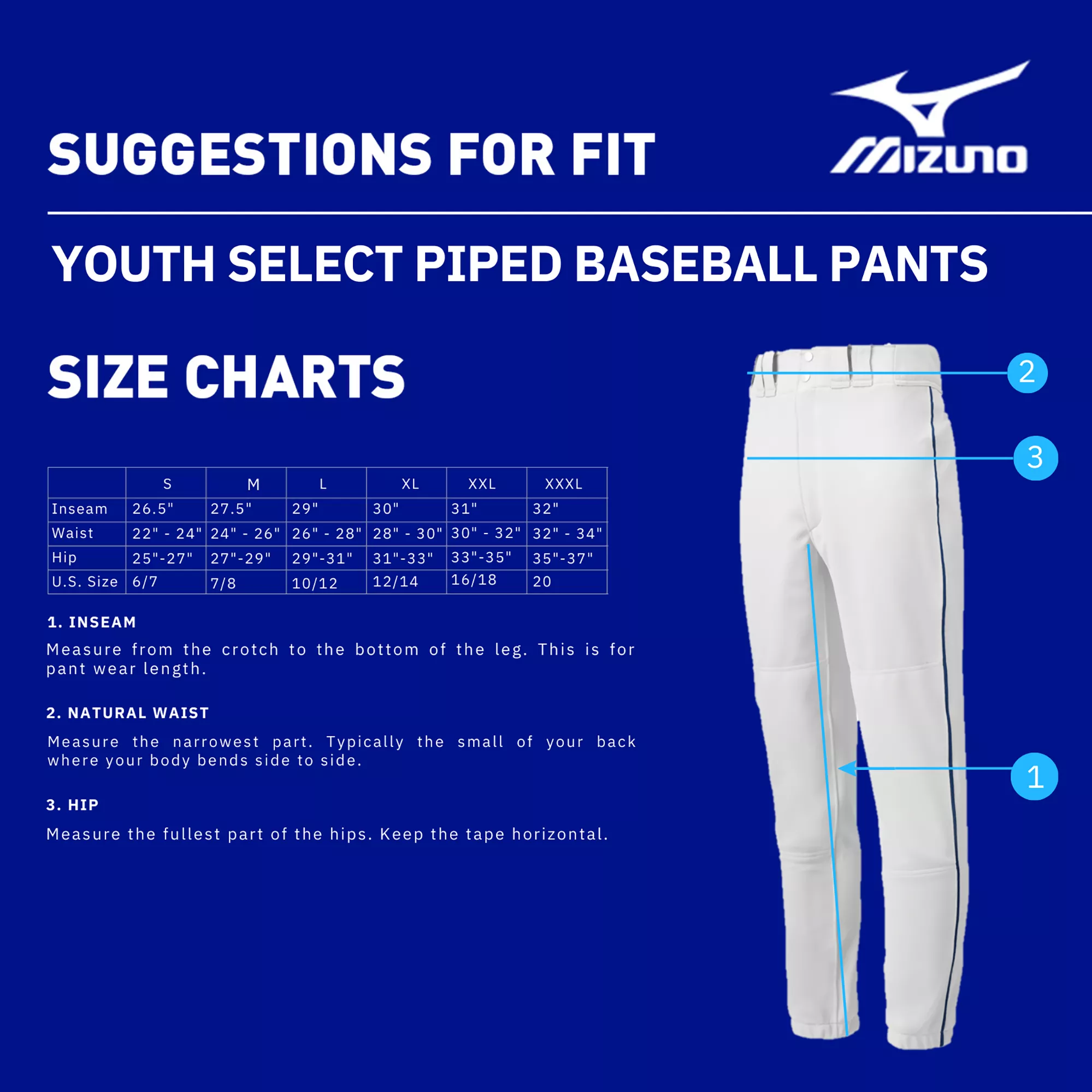 Mizuno Boys' Select Piped Baseball Pants 4 Mizuno Boys' Select Piped Baseball Pants - Image 2