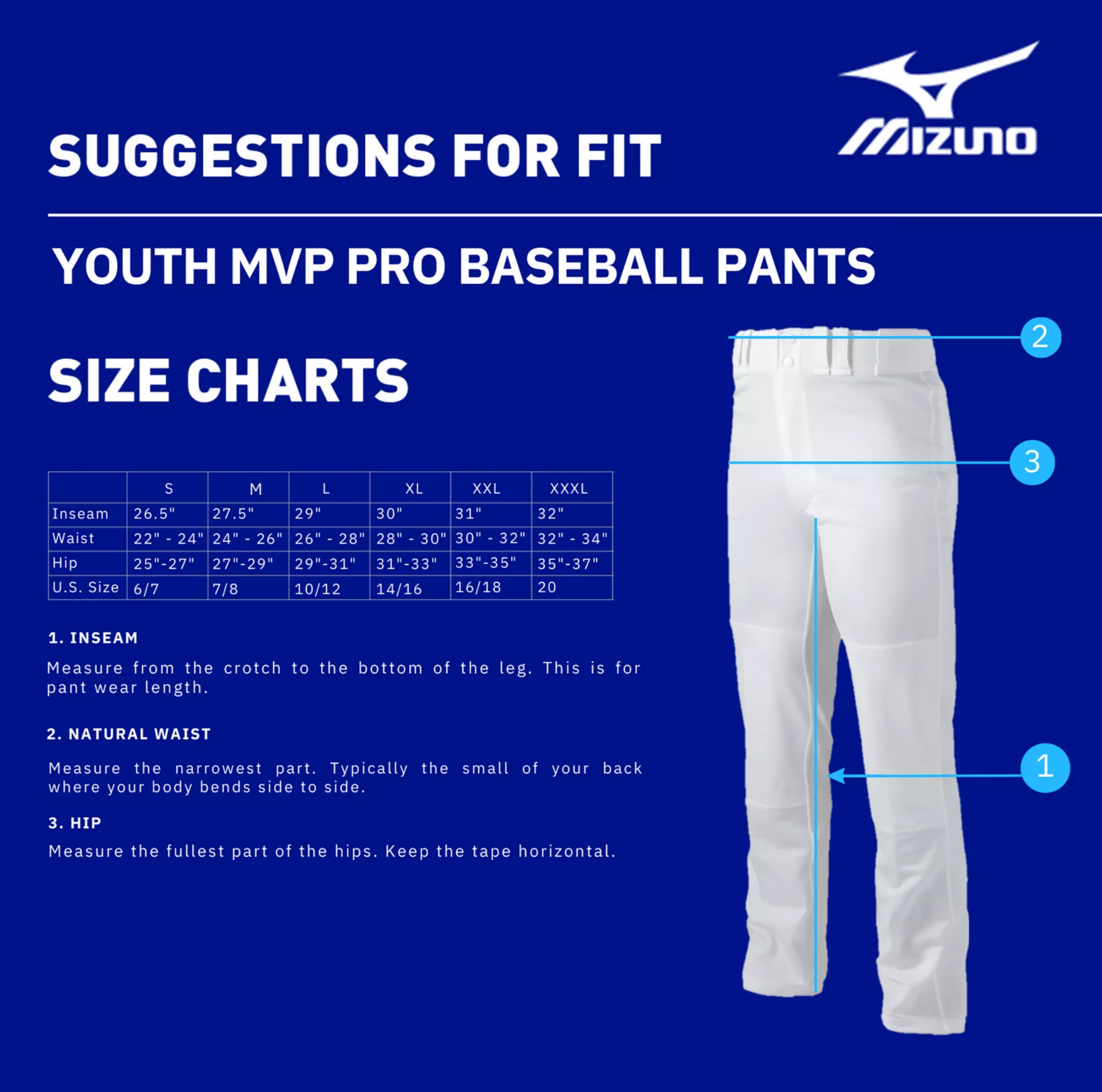 Mizuno Boys' MVP Pro Baseball Pants 6 Mizuno Boys' MVP Pro Baseball Pants - Image 4