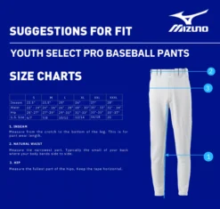 Mizuno Boys' Select Pro Baseball Pants -DUCK Sporting Goods 350595 Grey DET alt1