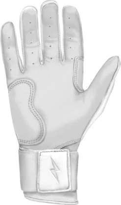 Bruce Bolt Youth Long Cuff Chrome Batting Gloves -DUCK Sporting Goods BB LC CHW Y BBLCCHRWYL White PALM