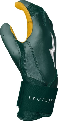 Bruce Bolt Adult Long Cuff Gold Palm Batting Gloves -DUCK Sporting Goods BB LC GRNG L Green AL