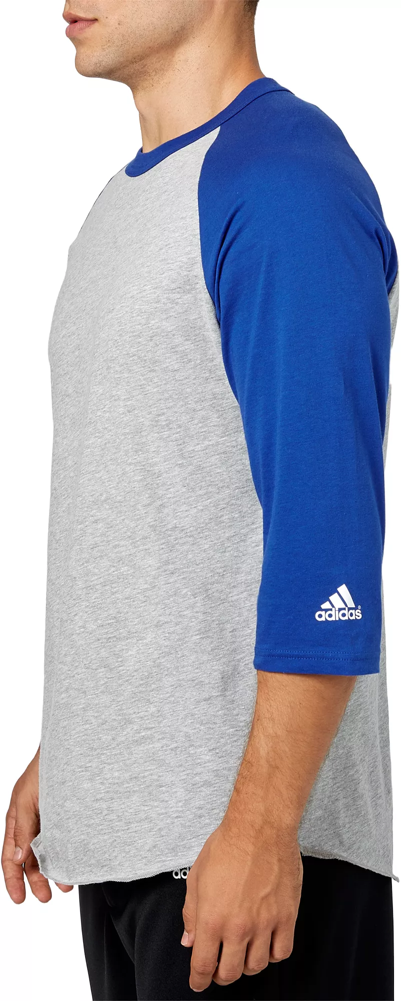 Adidas Men's Triple Stripe ¾ Sleeve Heather Baseball Shirt 4 Adidas Men's Triple Stripe ¾ Sleeve Heather Baseball Shirt - Image 2