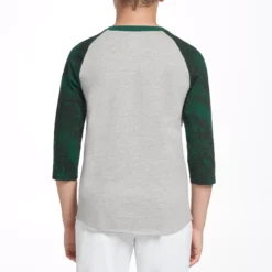 Adidas Boys' Triple Stripe Printed ¾ Sleeve Baseball Graphic Shirt -DUCK Sporting Goods BBA11032 GreenTwistCamoLogo MODBCK