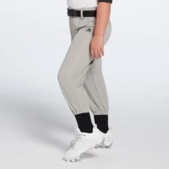 Adidas Youth Triple Stripe Pull Up Pants -DUCK Sporting Goods BBA12066 GreyBaseball MODL