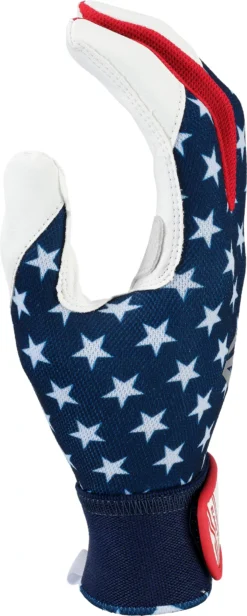 Easton Women's Game Ready Elite Softball Batting Gloves -DUCK Sporting Goods E00686 USA E00686701 RedWhiteBlue SDEL