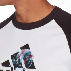 Adidas Men's Triple Stripe Graphic ¾ Sleeve Baseball Shirt 12 Adidas Men's Triple Stripe Graphic ¾ Sleeve Baseball Shirt -DUCK Sporting Goods MBA11028 BlackFrozenRopeLogo MODDET alt1