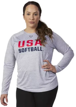 EvoShield Women's USA Softball Long Sleeve Shirt 8 EvoShield Women's USA Softball Long Sleeve Shirt -DUCK Sporting Goods WB60351 01L CharcoalGrey MODFRT